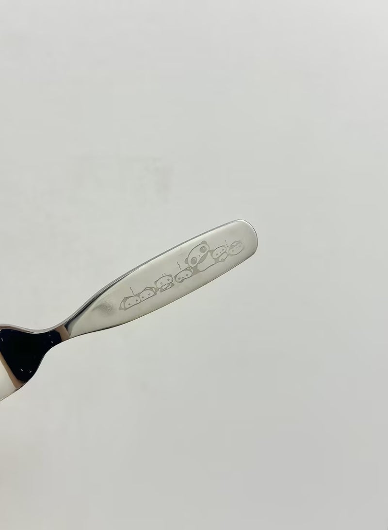 3 PCS الكرتون لطيف الفولاذ المقاوم للصدأ ملعقات وشوكات ، لطيف طويل التعامل مع الملعقات المنزلية ، حساء الأطفال والحلويات ، ملعقات الأطفال والشووك - Image 5