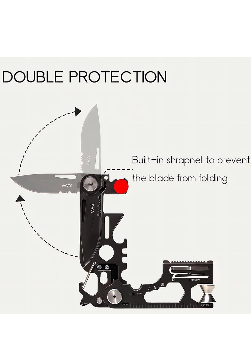 SYOSI - 28 in 1 EDC Multi-function Tool, Keychain portable Metal Pocket Tool for men, Wrench for Screwdriver, with Wrench, Ruler, Bottle Opene,Urgent Car Window Breaker - Image 1