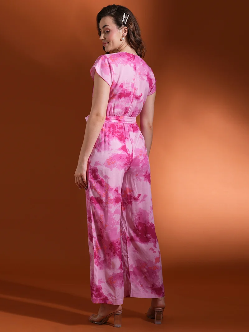 globus Women Printed V-Neck Basic Jumpsuit