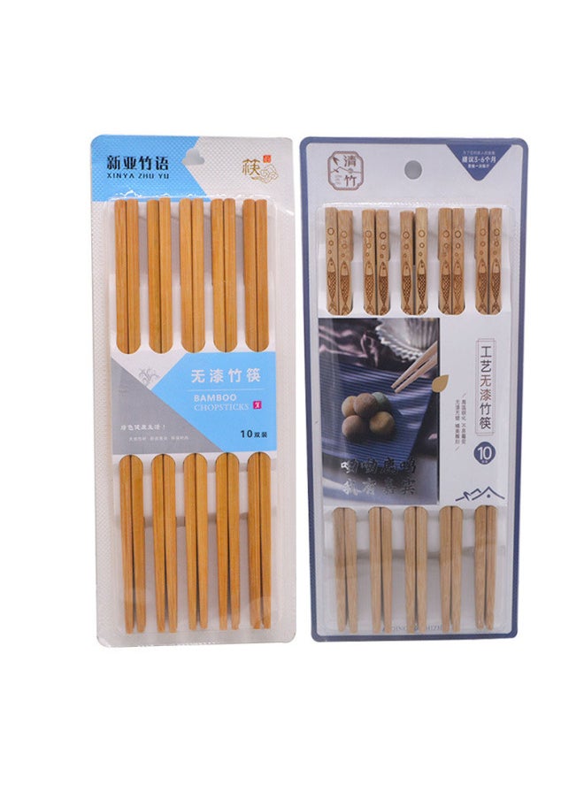 Generic 10 Pairs Bamboo Wooden Chopsticks Carbonized Bamboo Iron Wood Craftsmanship Home Dining Utensils Eco-Friendly Disposable Chopsticks-Color:5008 Weiyang Unpainted Bamboo Chopsticks-Specifications:10 Pairs  - Image 3