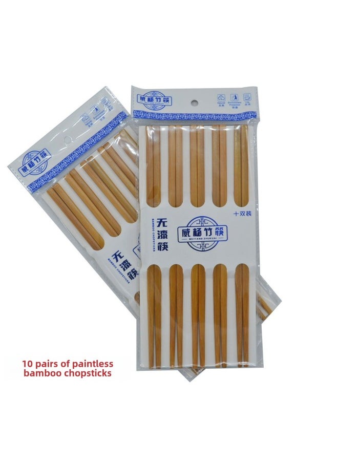 Generic 10 Pairs Bamboo Wooden Chopsticks Carbonized Bamboo Iron Wood Craftsmanship Home Dining Utensils Eco-Friendly Disposable Chopsticks-Color:5008 Weiyang Unpainted Bamboo Chopsticks-Specifications:10 Pairs  - Image 1