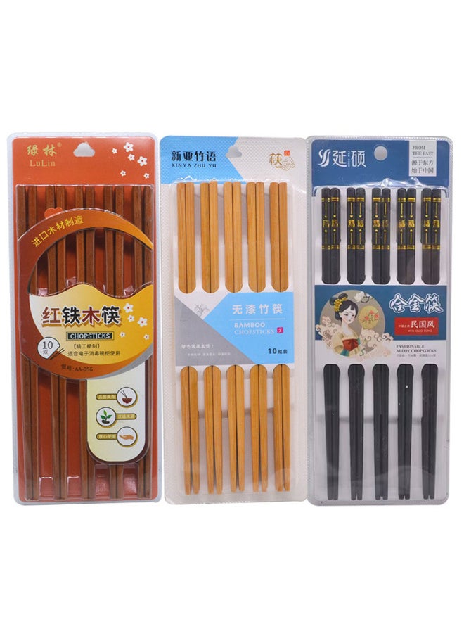 Generic 10 Pairs Bamboo Wooden Chopsticks Carbonized Bamboo Iron Wood Craftsmanship Home Dining Utensils Eco-Friendly Disposable Chopsticks-Color:5008 Weiyang Unpainted Bamboo Chopsticks-Specifications:10 Pairs  - Image 4