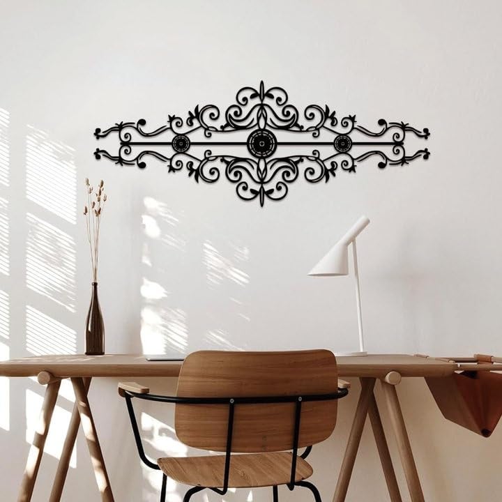 ESTART Metal Scroll Wall Decor Rustic Iron Wall Medallion Small Traditional Scroll Arts Home Decorations Scroll Accent Wall Art for Home Living Room Front Porch Above Door Hallway Entryway - Image 2