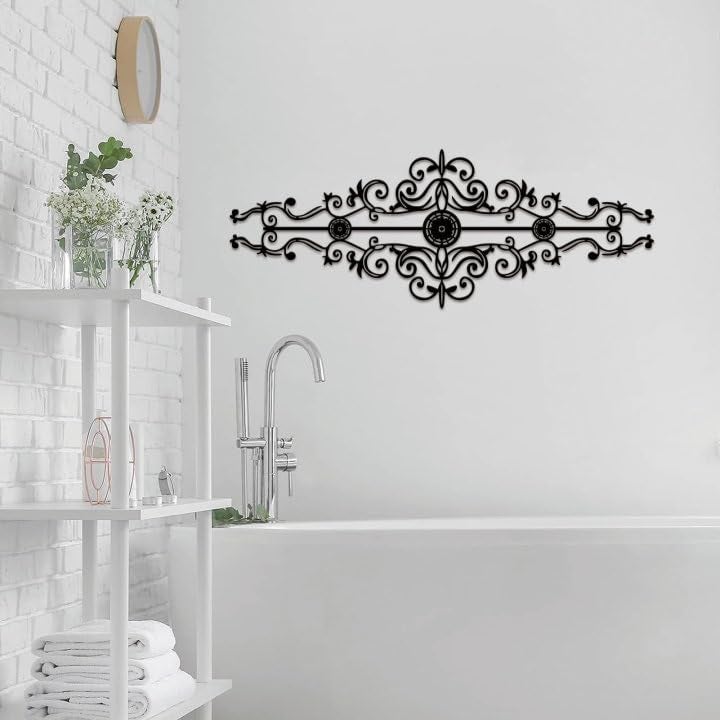 ESTART Metal Scroll Wall Decor Rustic Iron Wall Medallion Small Traditional Scroll Arts Home Decorations Scroll Accent Wall Art for Home Living Room Front Porch Above Door Hallway Entryway - Image 5