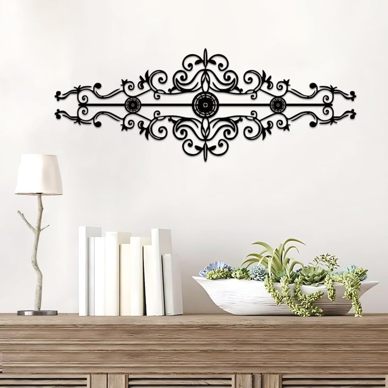 ESTART Metal Scroll Wall Decor Rustic Iron Wall Medallion Small Traditional Scroll Arts Home Decorations Scroll Accent Wall Art for Home Living Room Front Porch Above Door Hallway Entryway - Image 1