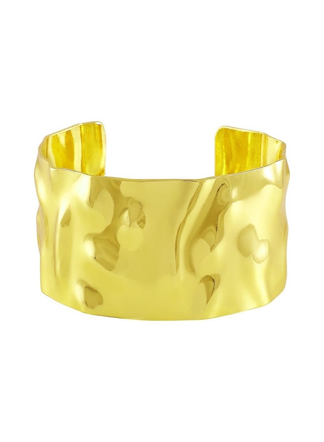 Okos Gold-Plated Hammered Texture Adjustable Cuff Bracelet for Women & Girls | Trendy Statement Fashion Jewellery for Festive, Party & Gifting - Image 4