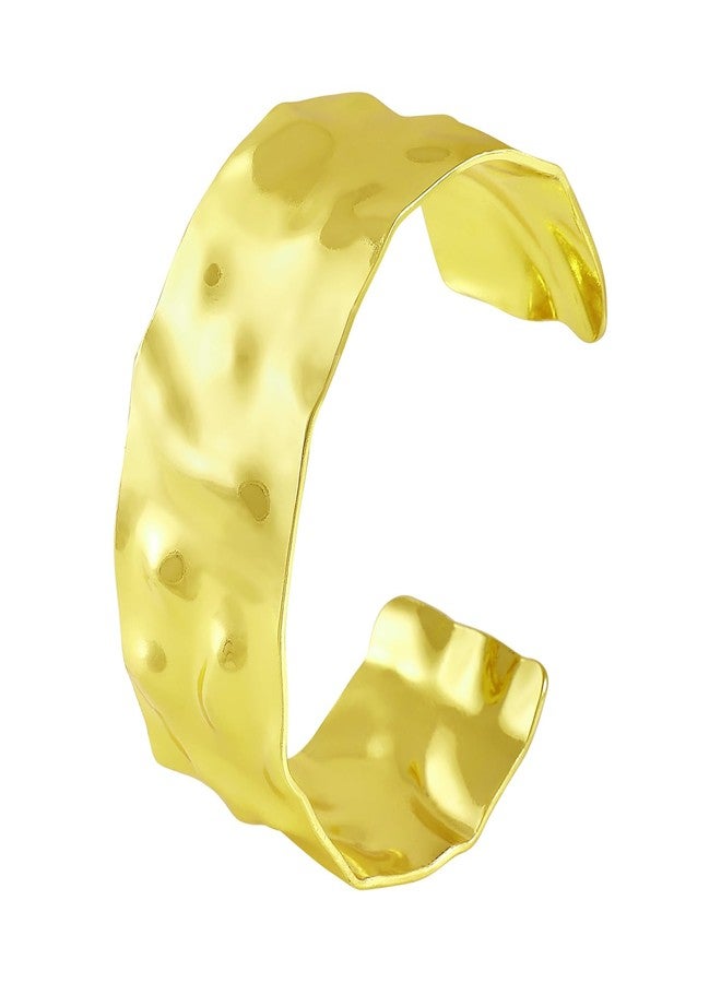 Okos Gold-Plated Hammered Texture Adjustable Cuff Bracelet for Women & Girls | Trendy Statement Fashion Jewellery for Festive, Party & Gifting - Image 2