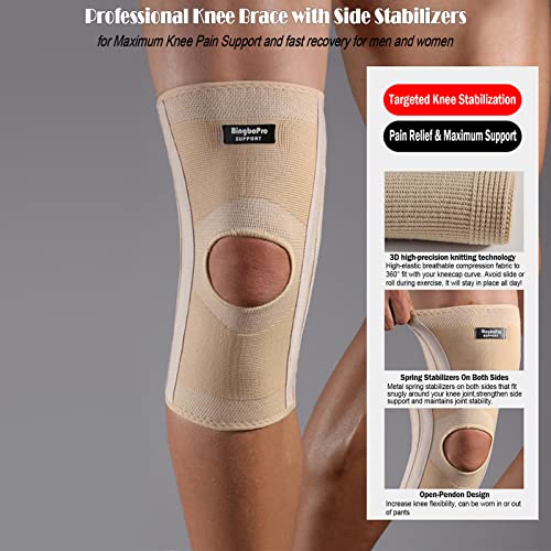 BingboPro Professional Knee Brace With Stabilizer For Men Women,Compression Knee Sleeve Support Brace for Pain Relief, Fast Recovery,Meniscus Tear,ACL,MCL,Arthritis,Running,Sport Protection - Image 3