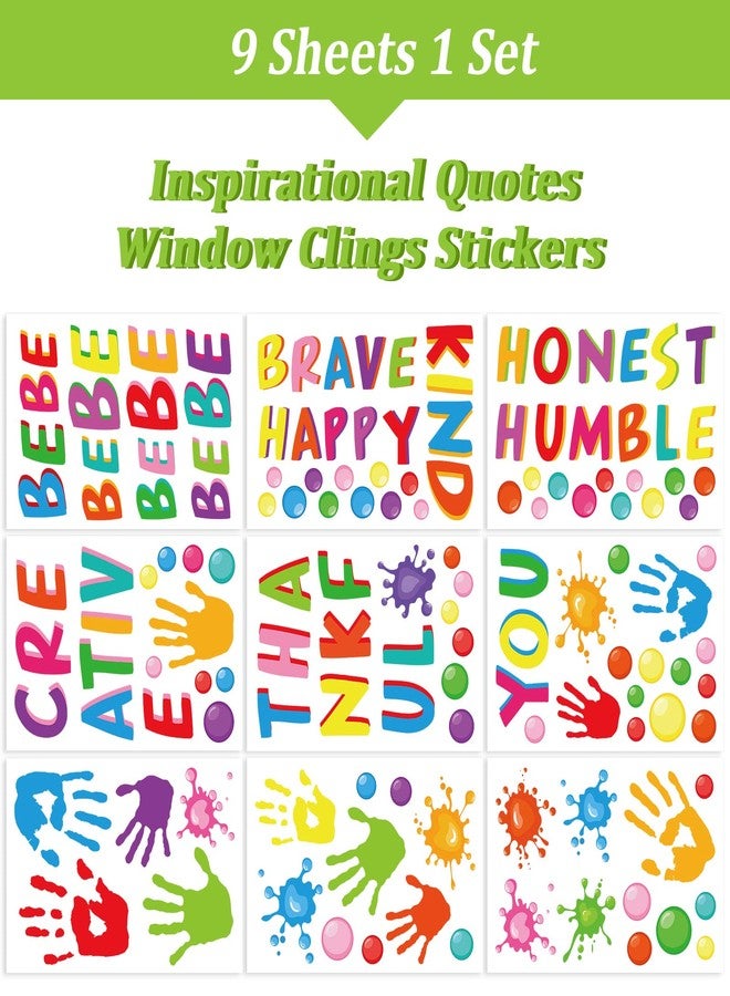 Whaline 9 Sheets Back to The School Inspirational Quotes Window Clings Stickers Colorful Handprint Positive Sayings for Home Bedroom Living Room School Classroom Nursery Playroom Decoration, 100Pcs - Image 3