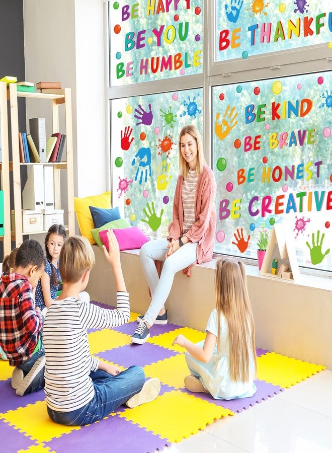 Whaline 9 Sheets Back to The School Inspirational Quotes Window Clings Stickers Colorful Handprint Positive Sayings for Home Bedroom Living Room School Classroom Nursery Playroom Decoration, 100Pcs - Image 2