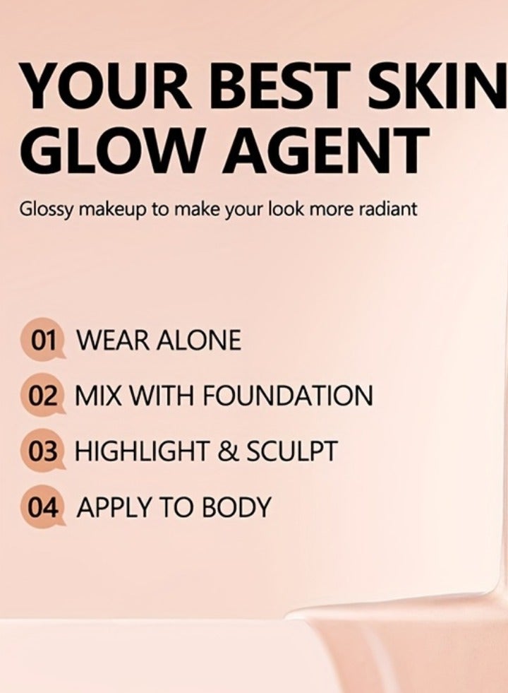 Full Match Glow Foundation Enhance Natural Glow Liquid Foundation Highlighter Makeup for Face and Body Moisturize High Coverage Long Lasting Highlighter Foundation Cream 40ml Deep 04