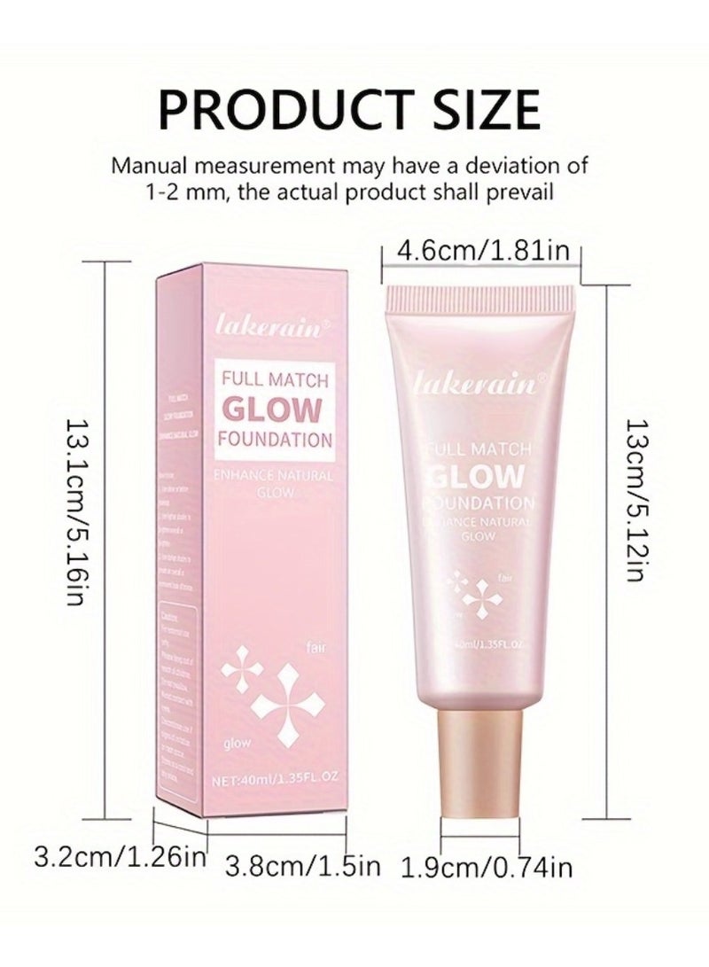 Full Match Glow Foundation Enhance Natural Glow Liquid Foundation Highlighter Makeup for Face and Body Moisturize High Coverage Long Lasting Highlighter Foundation Cream 40ml Deep 04
