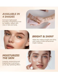 lakerain Full Match Glow Foundation Enhance Natural Glow Liquid Foundation Highlighter Makeup for Face and Body Moisturize High Coverage Long Lasting Highlighter Foundation Cream 40ml Deep 04  - Image 3