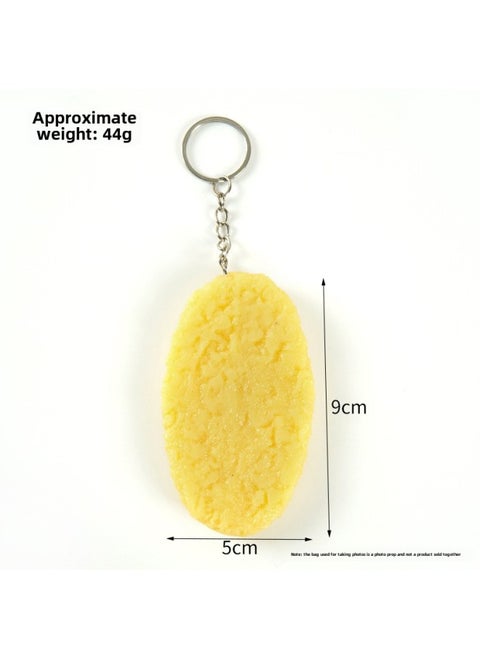 PVC Simulation McDonald's Crispy Potato Cake Model Fun Fried Simulation Food Food Food Playing Pumpkin Cake Keychain Pendant-Color:Original Color Potato Crisp-Keychain-Size:9cm*5cm