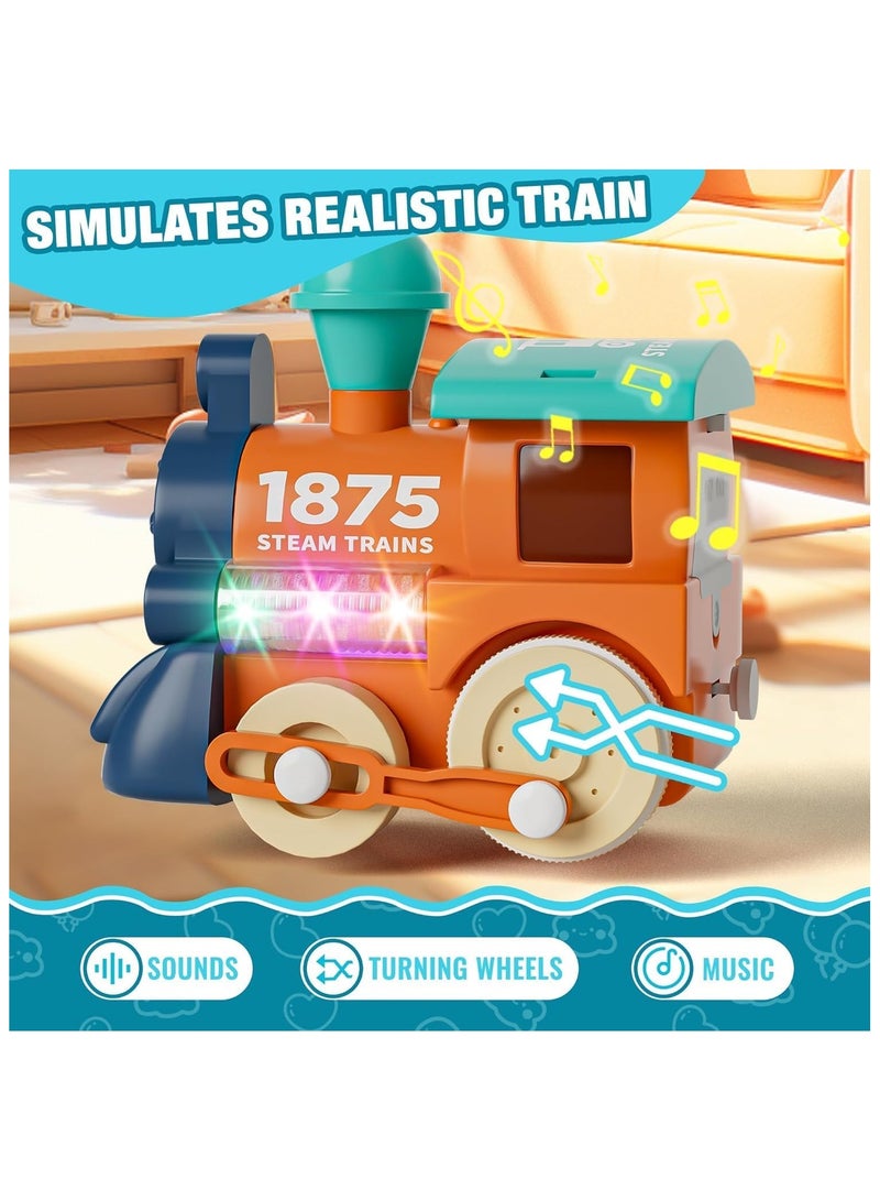 Soofam Train Set for Toddlers, Kids Train Set w/Music, Lights & Train Tracks,Magnetic Train Toys for Toddlers,4pcs Trucks Toy Train for 3+ Boys and Girls - Image 4