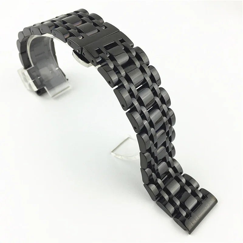 Bluejw Luxury 304 Stainless Steel Watch Strap – Seven Beads Solid Metal Replacement Band for Watches, Fits 14/16/18/20/21/22/24/25/26mm - Image 1