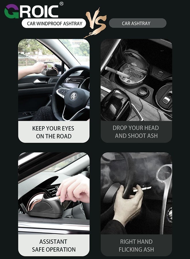 GROIC Car Ashtray with Lid,late model Car door Automotive Ashtray with Light,Portable Ash Tray for Car,Car Trash Can,Automobile Interior Supplies - Image 4