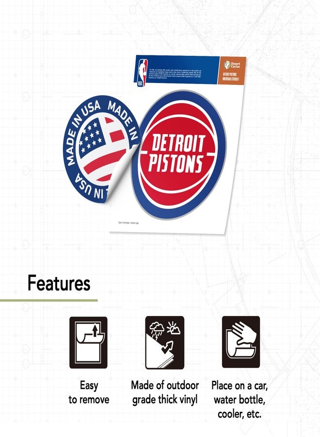 Desert Cactus Detroit Pistons NBA Officially Licensed Sticker Vinyl Decal Laptop Water Bottle Car Scrapbook (Individual 1) - Image 4