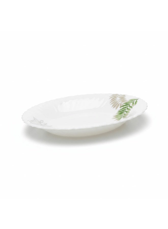 AKDC 9 Inch Opalware Soup Plate with Decorative Leaf Design, White - Image 4