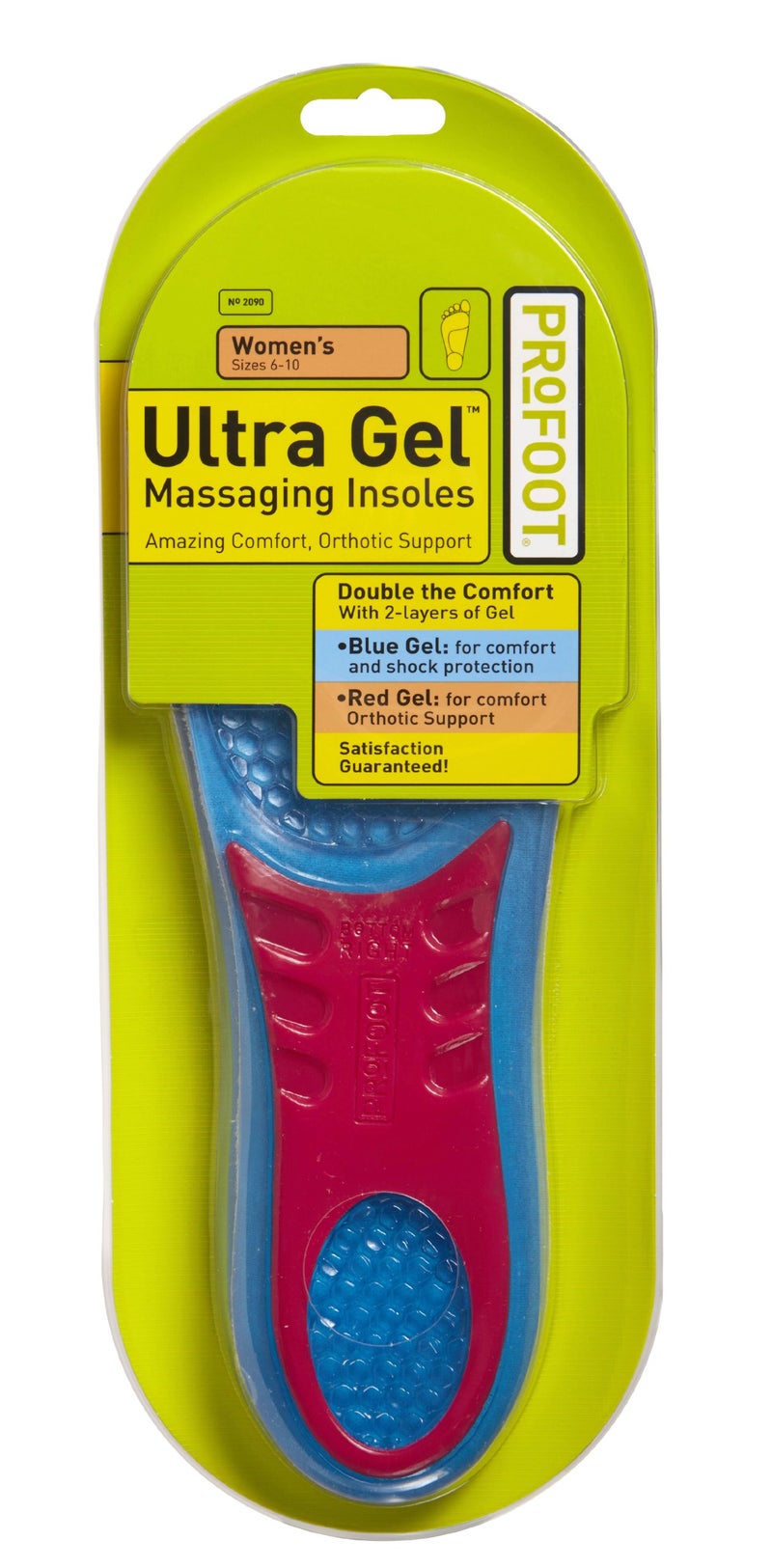 Profoot Ultra Gel Massaging Insoles Womens 610 1 Pair Pack of 2