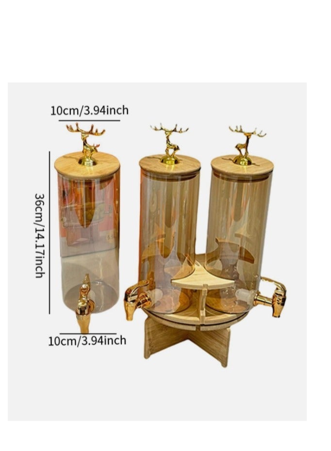 Rotating Juice Dispencer 3PCS Beverage Dispenser with Stand 5.5L, Golden Lid and Spigot, Leak-Proof Transparent Beverage Dispenser, Ideal for Lemonade, Juice, Tea, and Party Drinks  - Image 4