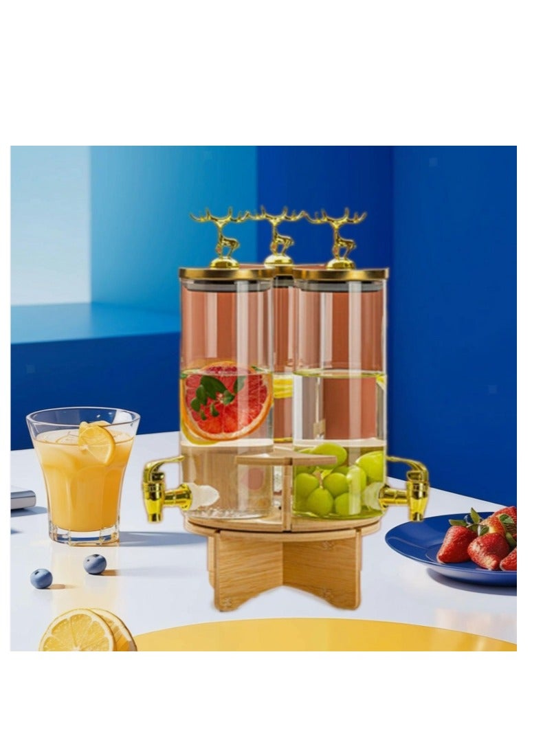 Rotating Juice Dispencer 3PCS Beverage Dispenser with Stand 5.5L, Golden Lid and Spigot, Leak-Proof Transparent Beverage Dispenser, Ideal for Lemonade, Juice, Tea, and Party Drinks  - Image 2