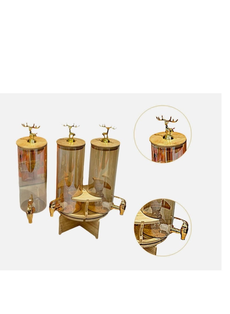 Rotating Juice Dispencer 3PCS Beverage Dispenser with Stand 5.5L, Golden Lid and Spigot, Leak-Proof Transparent Beverage Dispenser, Ideal for Lemonade, Juice, Tea, and Party Drinks  - Image 3