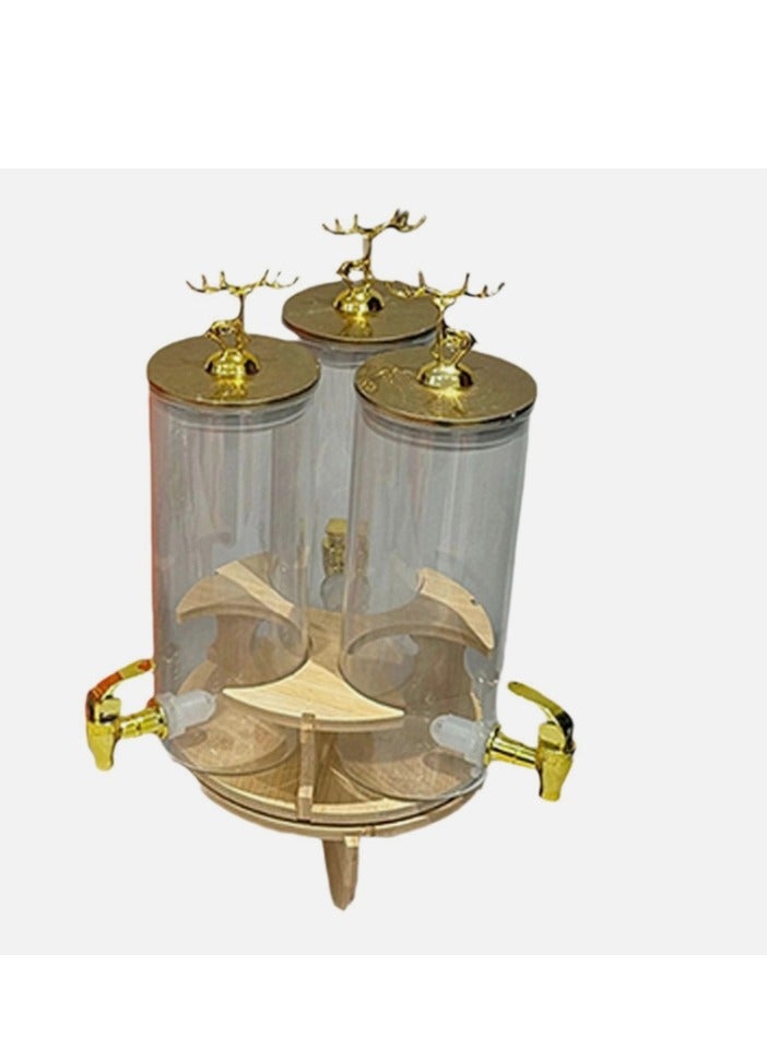 Rotating Juice Dispencer 3PCS Beverage Dispenser with Stand 5.5L, Golden Lid and Spigot, Leak-Proof Transparent Beverage Dispenser, Ideal for Lemonade, Juice, Tea, and Party Drinks  - Image 5