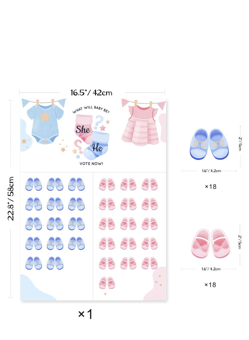 XIYU Baby Gender Reveal Board, Party Supplies Kit with Decorations Games Gender Reveal Voting Poster Board with Stickers - Image 2