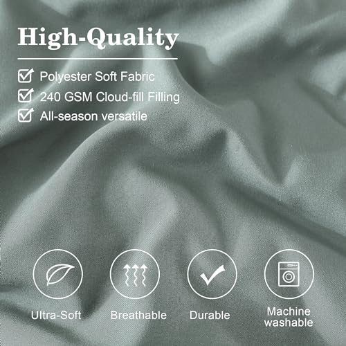 Monbix Queen Comforter Set - 7 Pieces Sage Green Bed in a Bag Queen Bedding Sets with Comforters, All Seasons Comforter Bed Set with Sheets,Pillowcases & Shams - Image 5