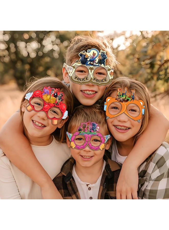 8-Piece Zootopia Paper Party Glasses Set - Cartoon Animal Photo Booth Props for Kids - Image 5