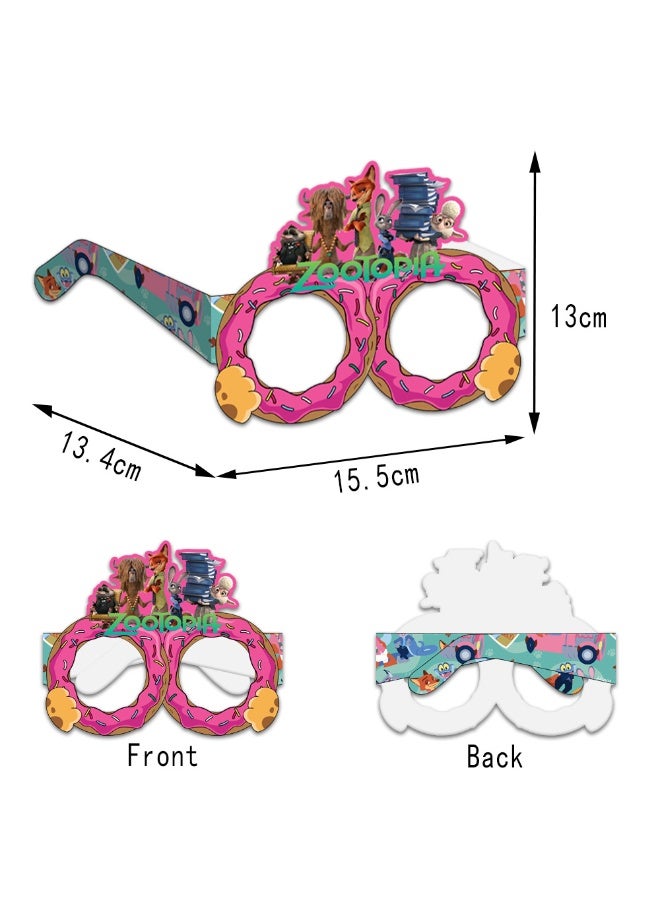 8-Piece Zootopia Paper Party Glasses Set - Cartoon Animal Photo Booth Props for Kids - Image 4