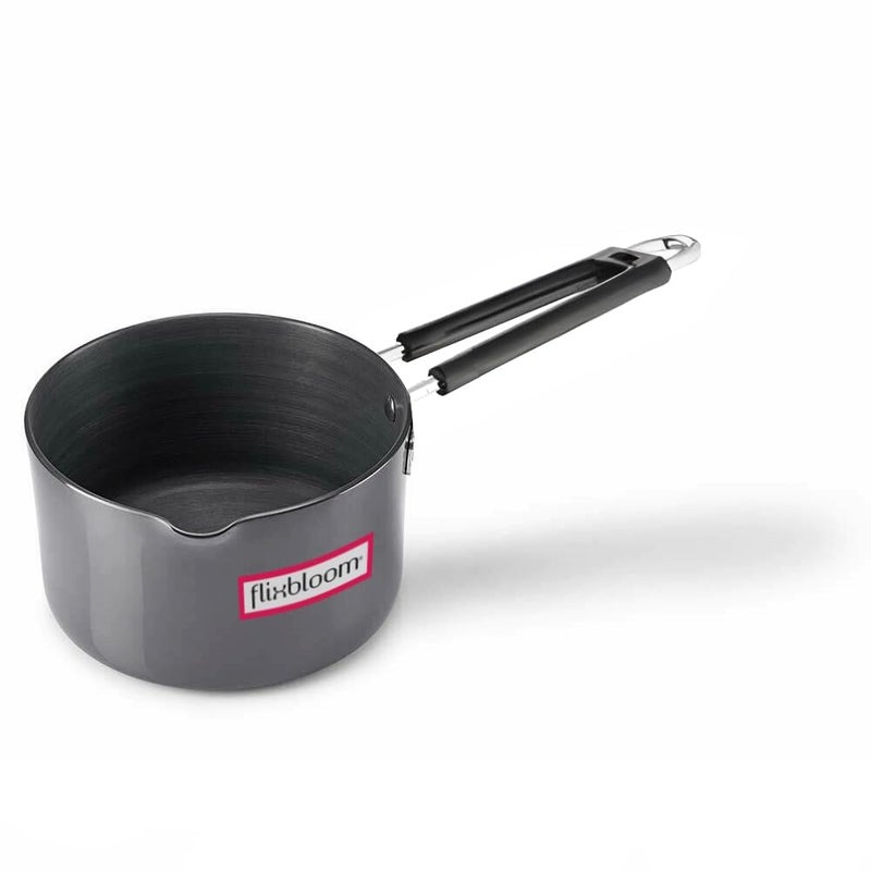 Flixbloom Urban Kitchen Black Hard Anodised Thick Induction Base Bottom LPG Friendly Deep Cooking Utensil Cookware Saucepan for TeaCoffeeMilkWater Boil 4 Litre - Image 4