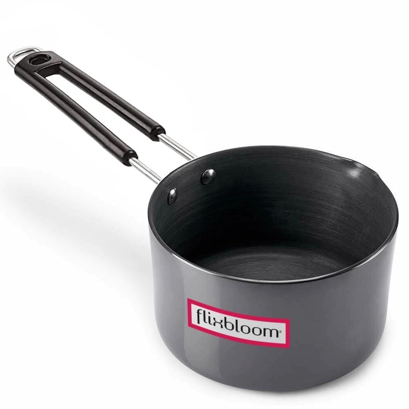 Flixbloom Urban Kitchen Black Hard Anodised Thick Induction Base Bottom LPG Friendly Deep Cooking Utensil Cookware Saucepan for TeaCoffeeMilkWater Boil 4 Litre - Image 2