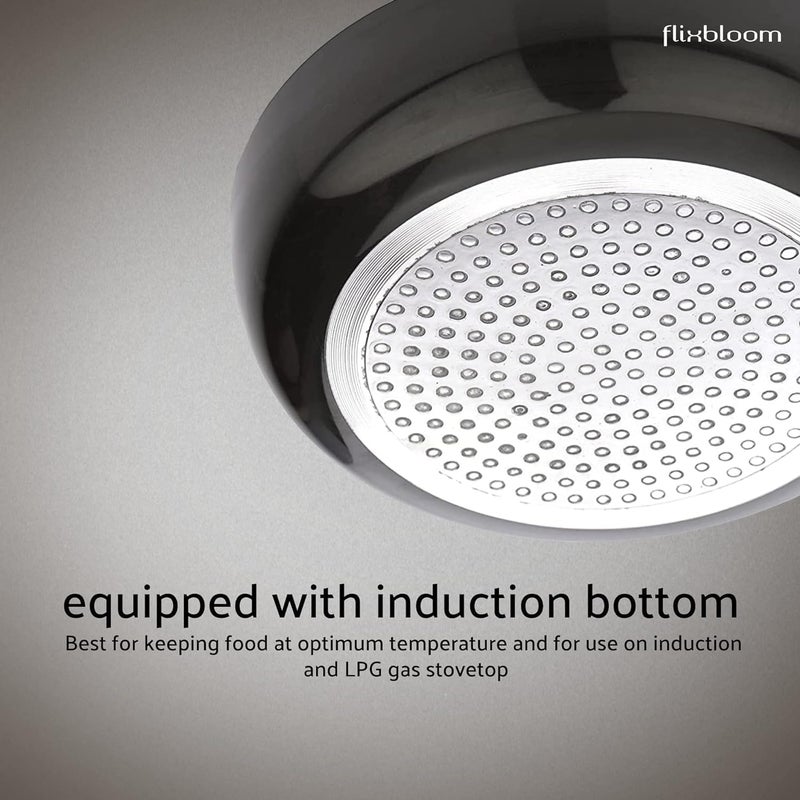 Flixbloom Urban Kitchen Black Hard Anodised Thick Induction Base Bottom LPG Friendly Deep Cooking Utensil Cookware Saucepan for TeaCoffeeMilkWater Boil 4 Litre - Image 5