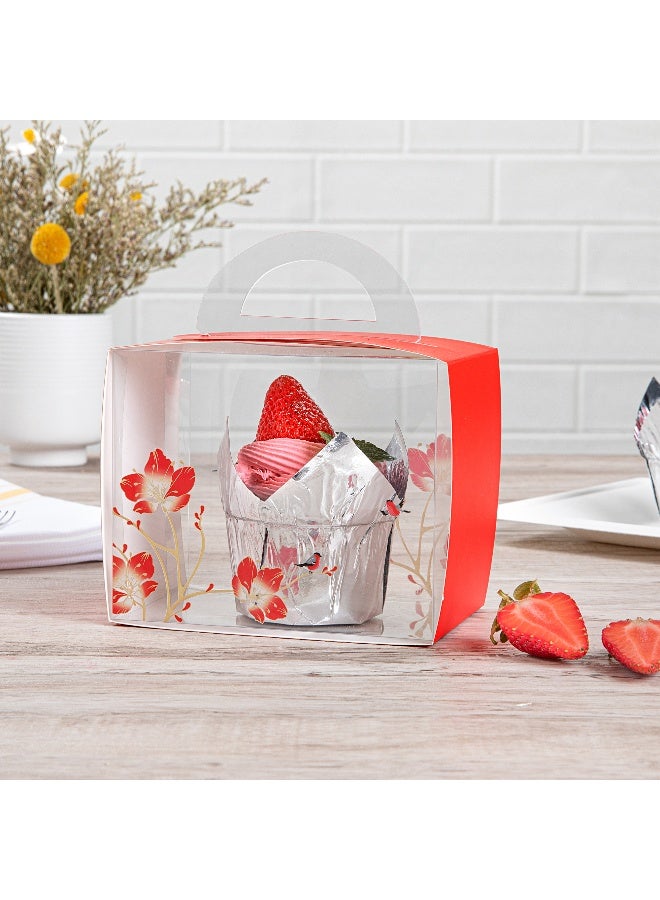 Restaurantware 5 Inch x 3.25 Inch Individual Cupcake Boxes, 100 Disposable Cupcake Display Boxes - With Handle, Bird Accent, Clear Plastic Single Cupcake Containers, For Weddings Or Birthdays - Image 3