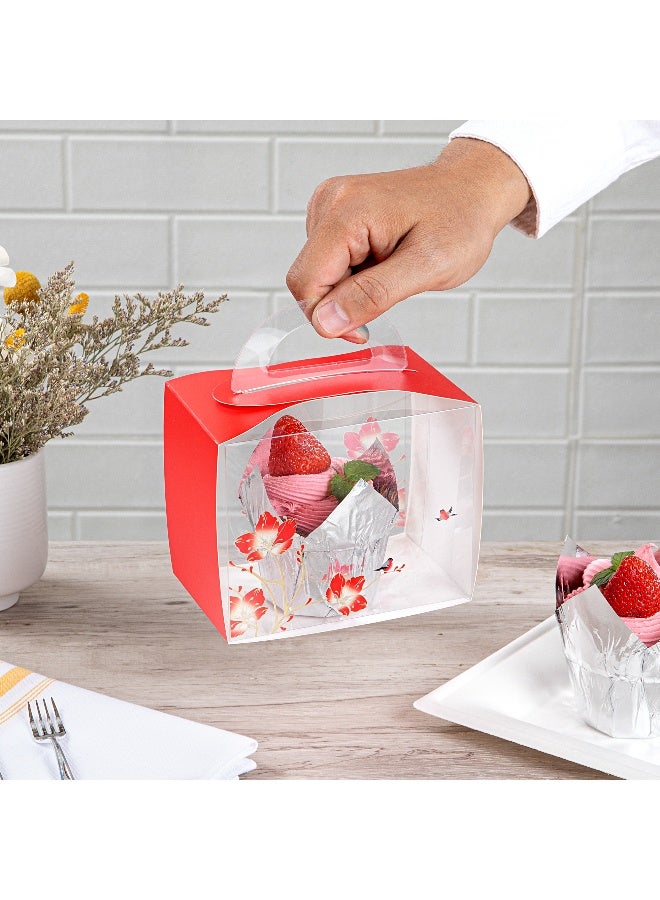 Restaurantware 5 Inch x 3.25 Inch Individual Cupcake Boxes, 100 Disposable Cupcake Display Boxes - With Handle, Bird Accent, Clear Plastic Single Cupcake Containers, For Weddings Or Birthdays - Image 5