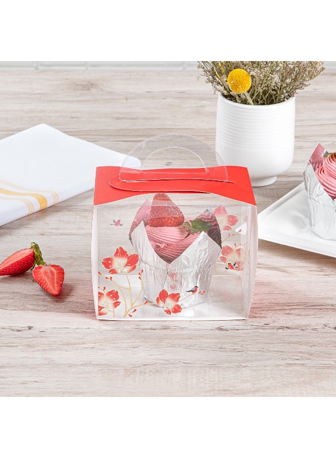 Restaurantware 5 Inch x 3.25 Inch Individual Cupcake Boxes, 100 Disposable Cupcake Display Boxes - With Handle, Bird Accent, Clear Plastic Single Cupcake Containers, For Weddings Or Birthdays - Image 4