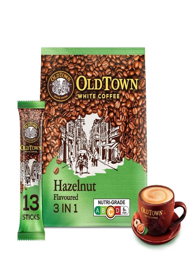 Old Town 3 in 1 White Coffee Hazelnut Instant Premix White Coffee Rich Flavor And Smooth Texture Individual Sachets 13 Sticks x 38g - Image 1