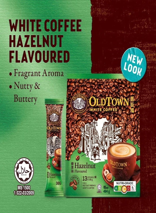 Old Town 3 in 1 White Coffee Hazelnut Instant Premix White Coffee Rich Flavor And Smooth Texture Individual Sachets 13 Sticks x 38g - Image 2