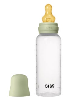 BIBS Pack Of 1 Baby Bottle Round Nipple Latex 270 Ml Medium Flow, Sage, 2 Months +  - Image 1