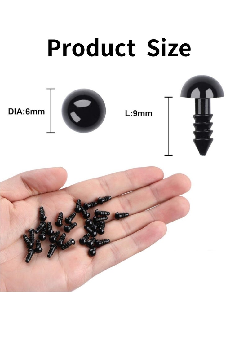 Mmmon 100Pcs Plastic Safety Crochet Eyes Bulk with 100Pcs Washers for Crochet Crafts，Doll Accessories (0.24Inch/6mm) - Image 2
