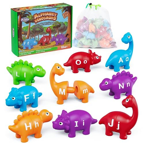 Aizweb Alphabet Learning ToysDinosaur Color Sorting Matching Letter Game for ToddlersPreschool Kindergarten Learning Activities Classroom Must HavesMontessori Educational ABC Fine Motor Skills Toys - Image 1