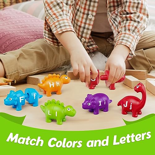 Aizweb Alphabet Learning ToysDinosaur Color Sorting Matching Letter Game for ToddlersPreschool Kindergarten Learning Activities Classroom Must HavesMontessori Educational ABC Fine Motor Skills Toys - Image 5
