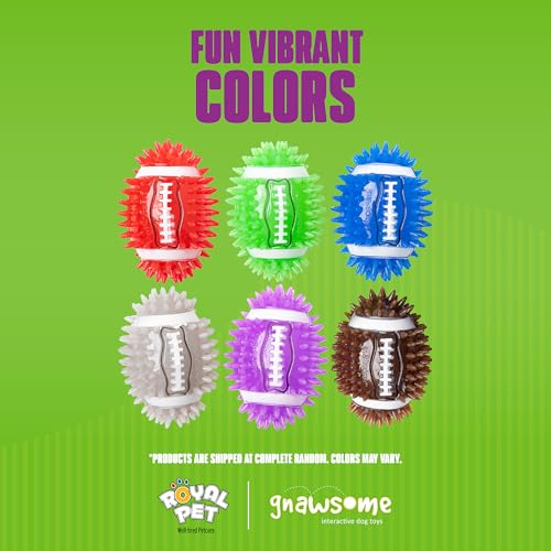 Gnawsome Dog Toys - 3.5" Spiky Squeak & Light Football - Small - Dental & Gum Wellness - Stimulating Fun - Hidden Squeaker - Durable for Heavy Chewers - 100% BPA-Free - Assorted Colors - Image 5