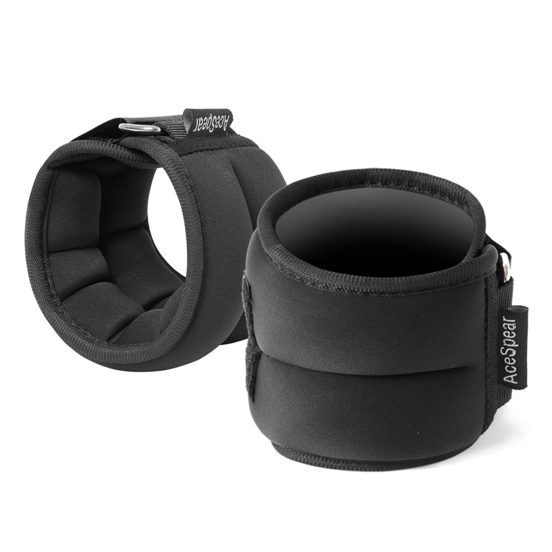AceSpear Ankle Weights Sets for Men Women Kids 1lb 2lb 3lb 4lb 5lb Leg Weights Arm Wrist Weights Gym for Foot Exercise Training Workout Walking Jogging Yoga (Black, 1 lb x 2) - Image 1