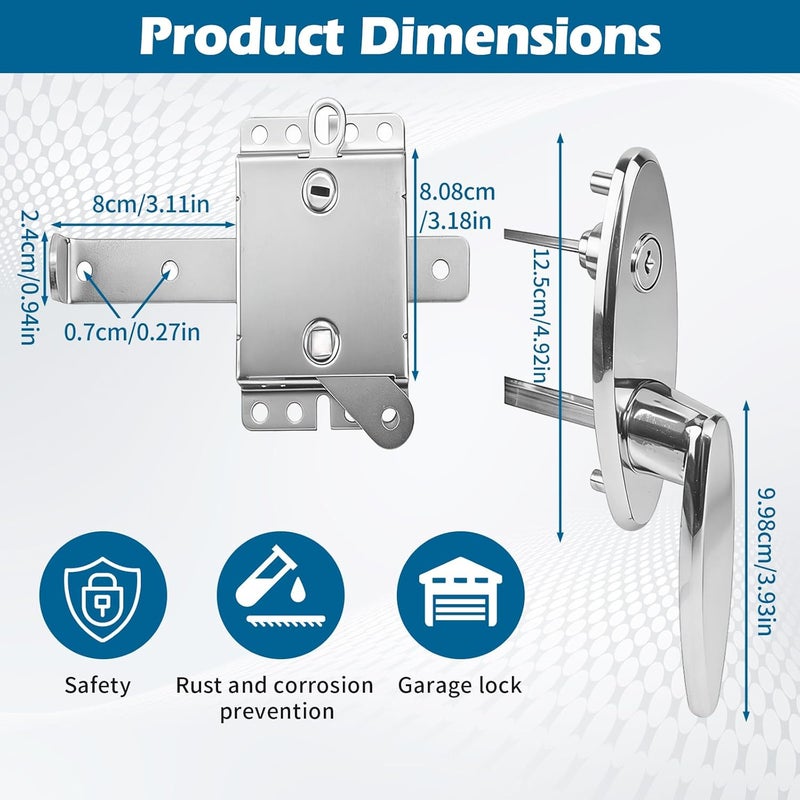 Btstil Garage Door Lock Set with Internal Sliding Latch and Key - Image 3