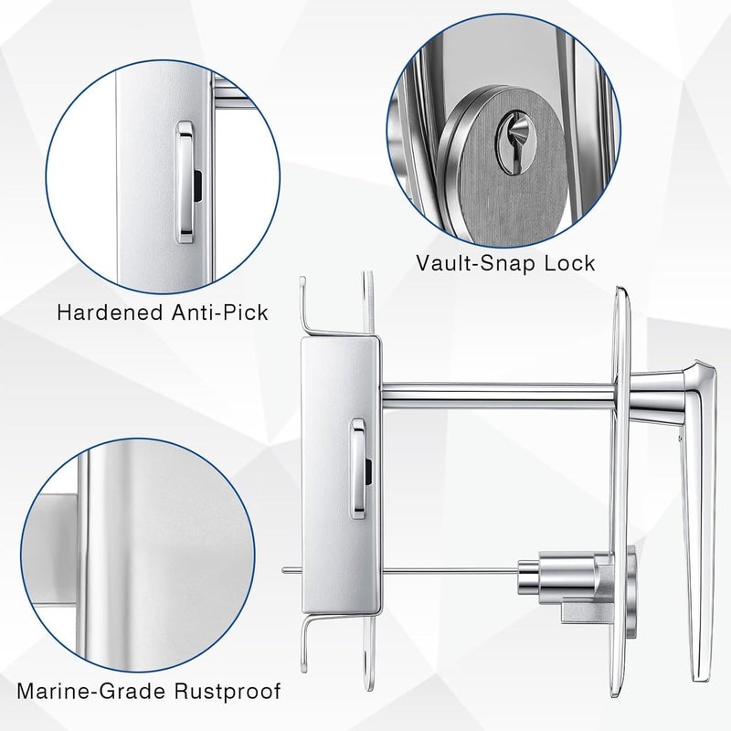 Btstil Garage Door Lock Set with Internal Sliding Latch and Key - Image 4