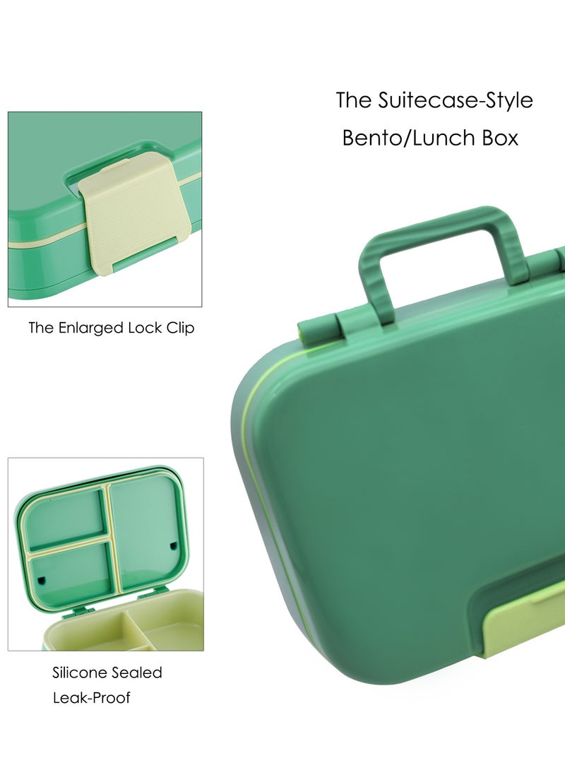 DB Innov. Lunch Box for Kid School, Bento Box with 3 Compartments, Leak-proof Food Container, Snack Box for Kids Adults Girls & Boys, Green - Image 3