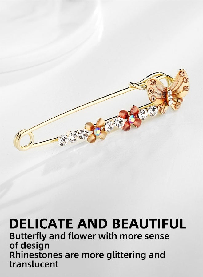 قطعتان من بروش زهرة الفراشة، دبابيس بروش مصنوعة من سبائك معدنية مقاومة للصدأ والبهتان، مشبك وشاح، مشبك وشاح كورسيج للنساء والفتيات (برتقالي + بنفسجي) - Image 2